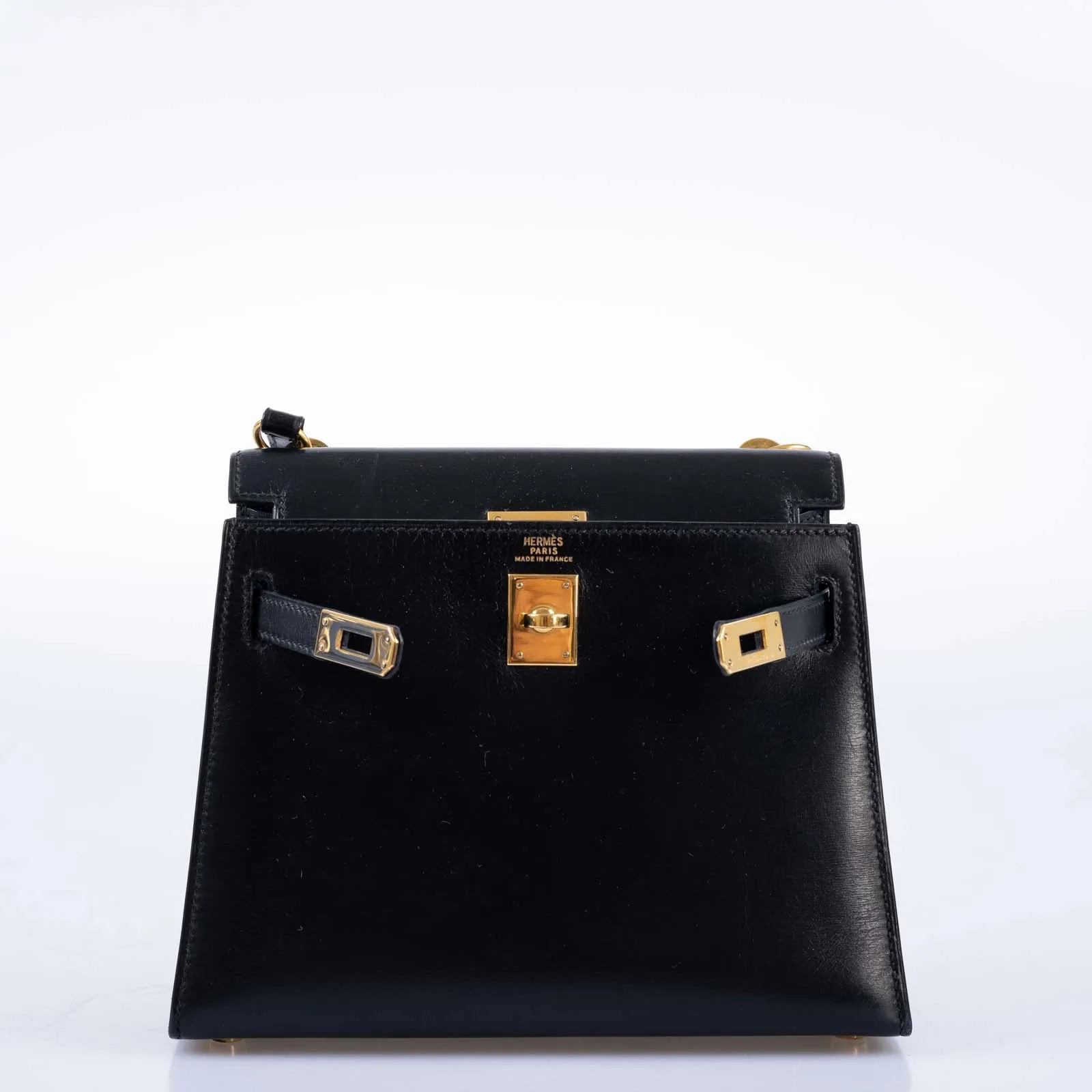 Hermès Kelly 20 Mini Sellier Vintage Black Box Leather with Gold Hardware