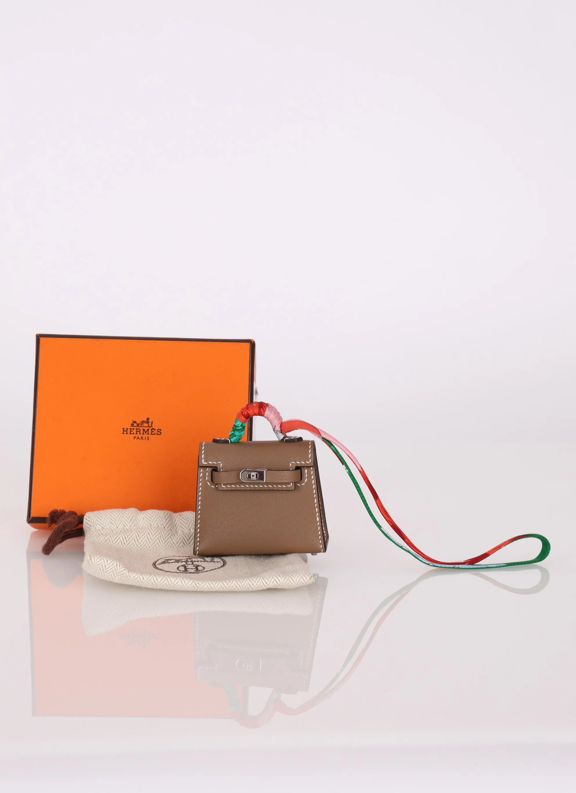 Hermès Micro Kelly Etoupe Tadelakt Twilly Bag Charm