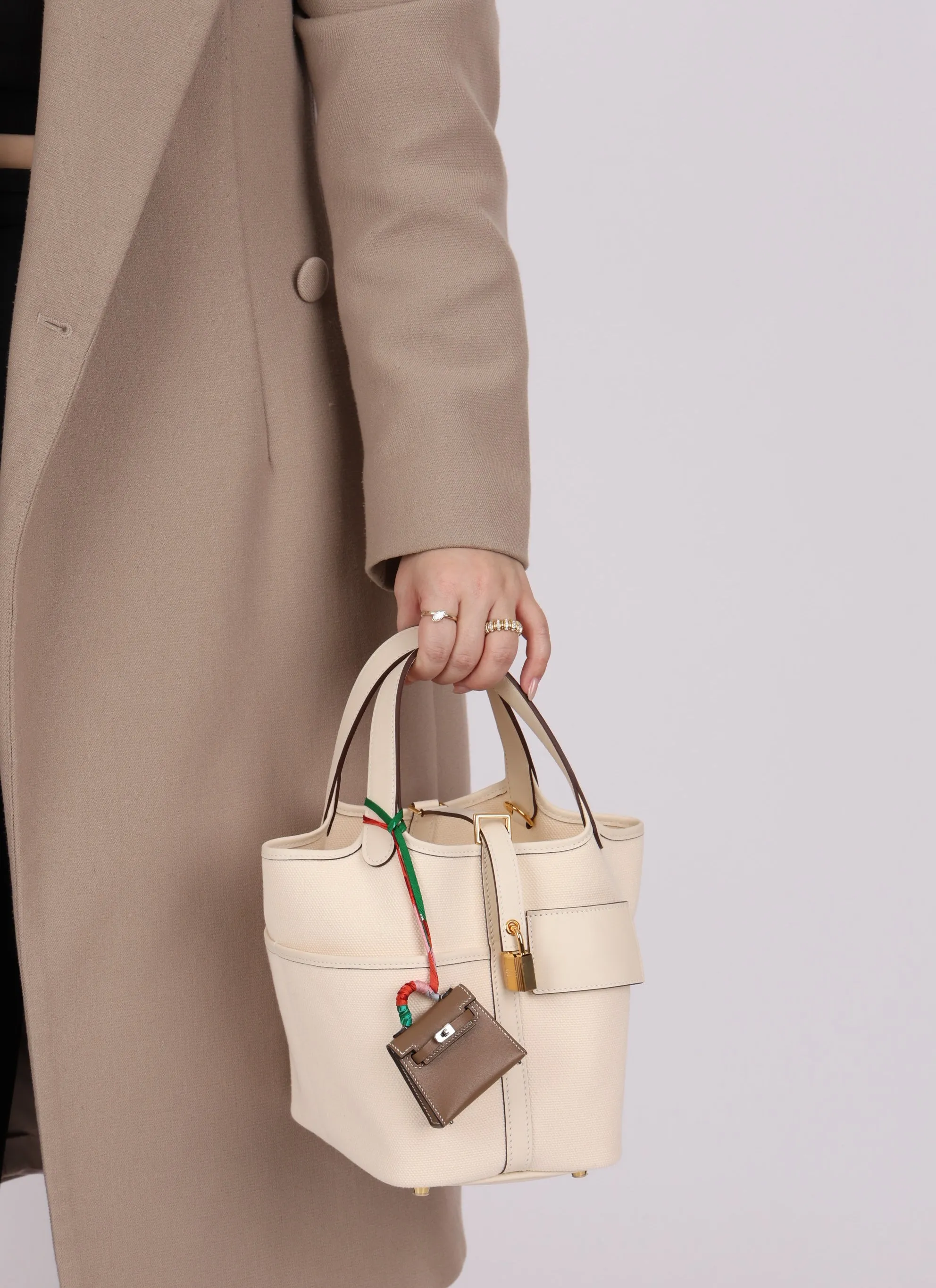 Hermès Micro Kelly Etoupe Tadelakt Twilly Bag Charm