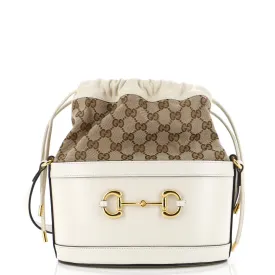 Horsebit 1955 Bucket Crossbody Bag Leather and GG Canvas Small