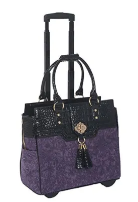 Jkm And Company The Contessa Purple & Black Alligator Faux Leather Compatible With Computer Ipad,