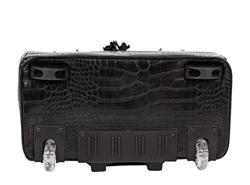 JKM and Company Timeless Black Alligator Crocodile Rolling Compatible with Computer iPad Tablet or Laptop Tote Carryall Bag (17" 17.3" inch)