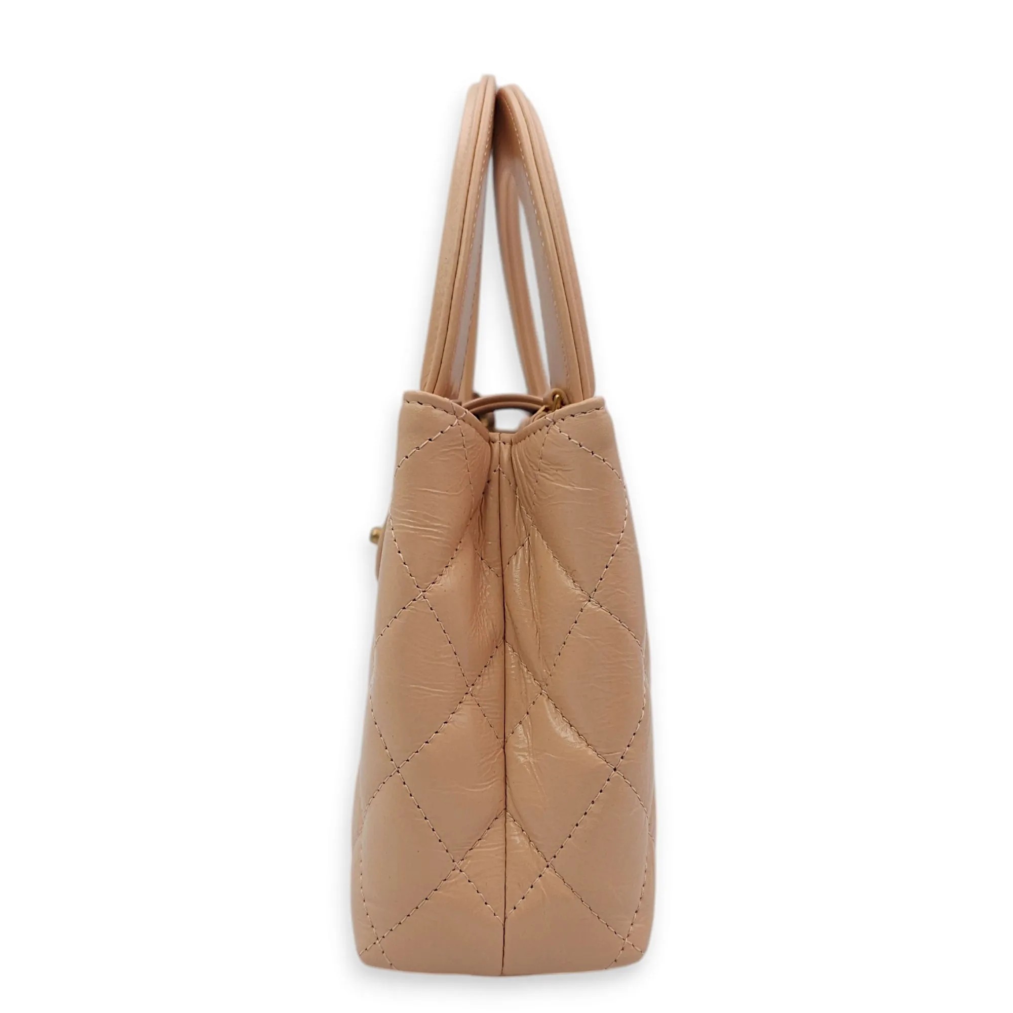 Kelly (19cm) Mini Beige Crossbody Bag in Shiny calf, Gold hardware