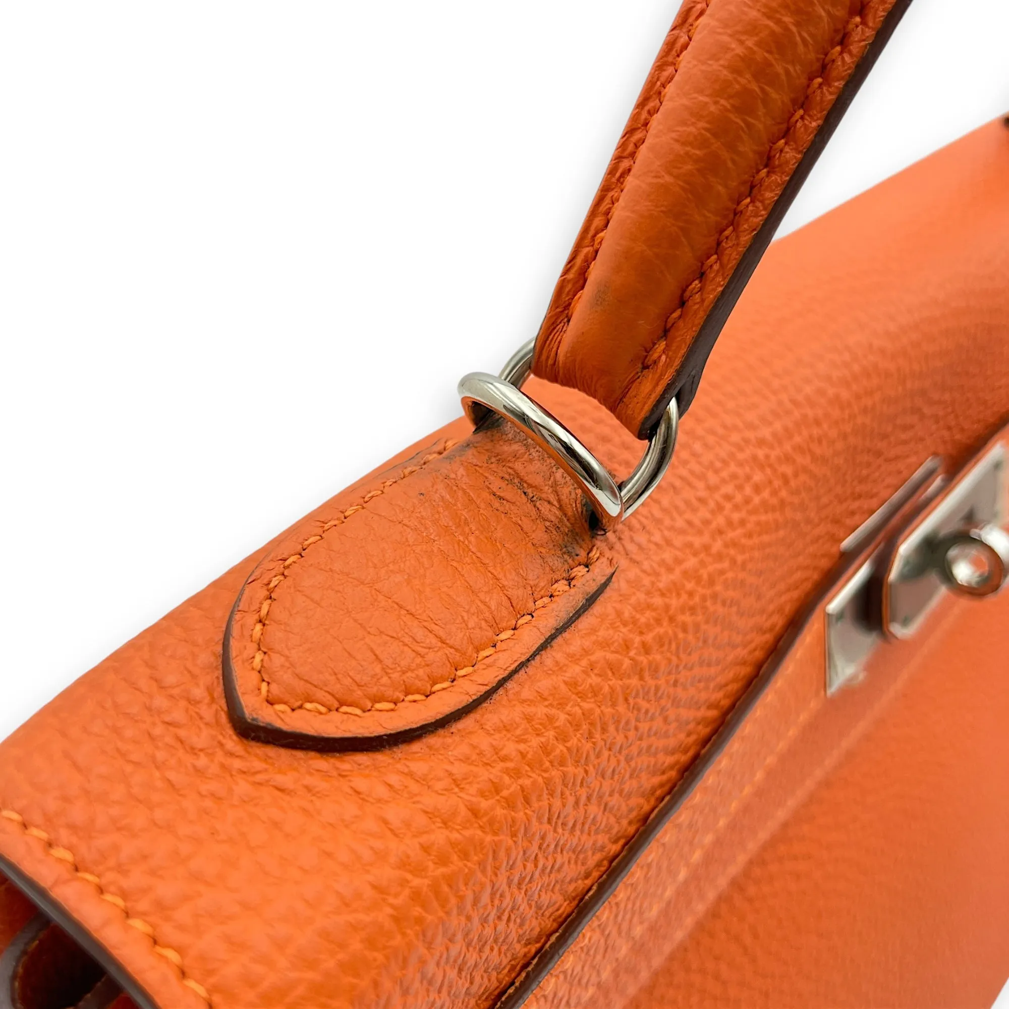Kelly 32 Orange in Togo, Palladium hardware