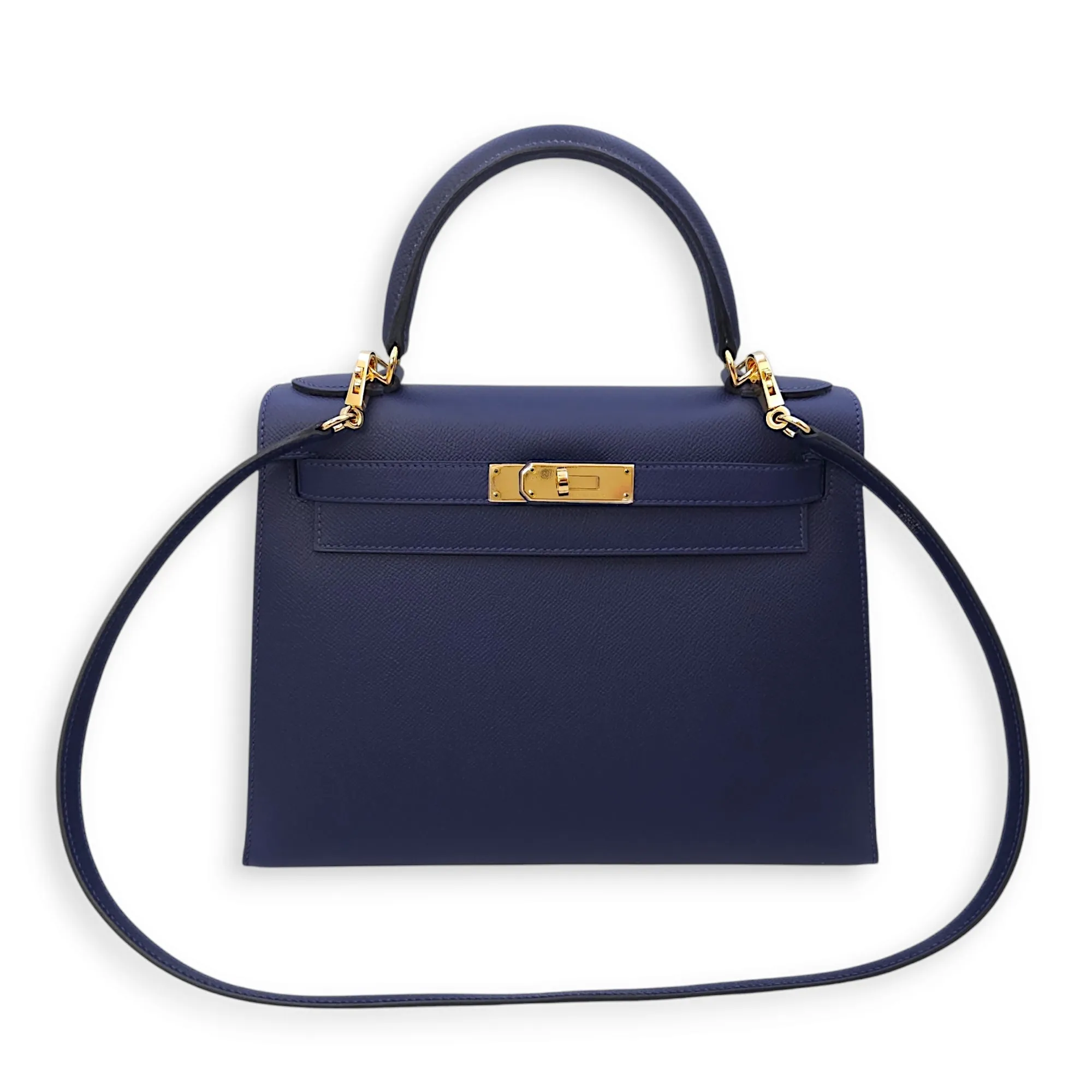 Kelly Sellier 28 Blue Sapphire in Epsom, Gold hardware