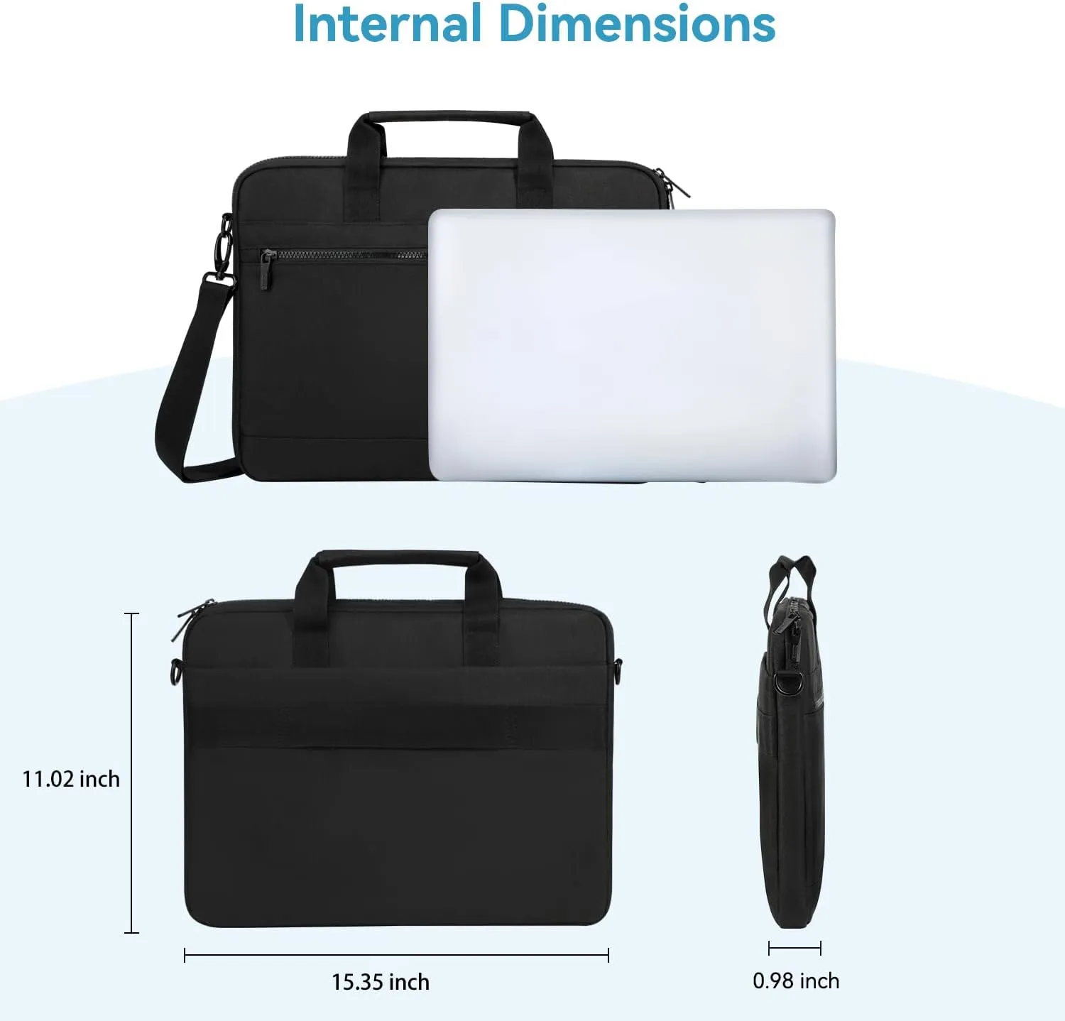 LANDICI 360 Protective Laptop Bag Case 15.6-16 Inch with Shoulder Strap, Waterproof Computer Sleeve Cover for MacBook Pro 16, Acer HP Lenovo Dell ASUS Laptop, Slim Briefcase for Men Women, Black
