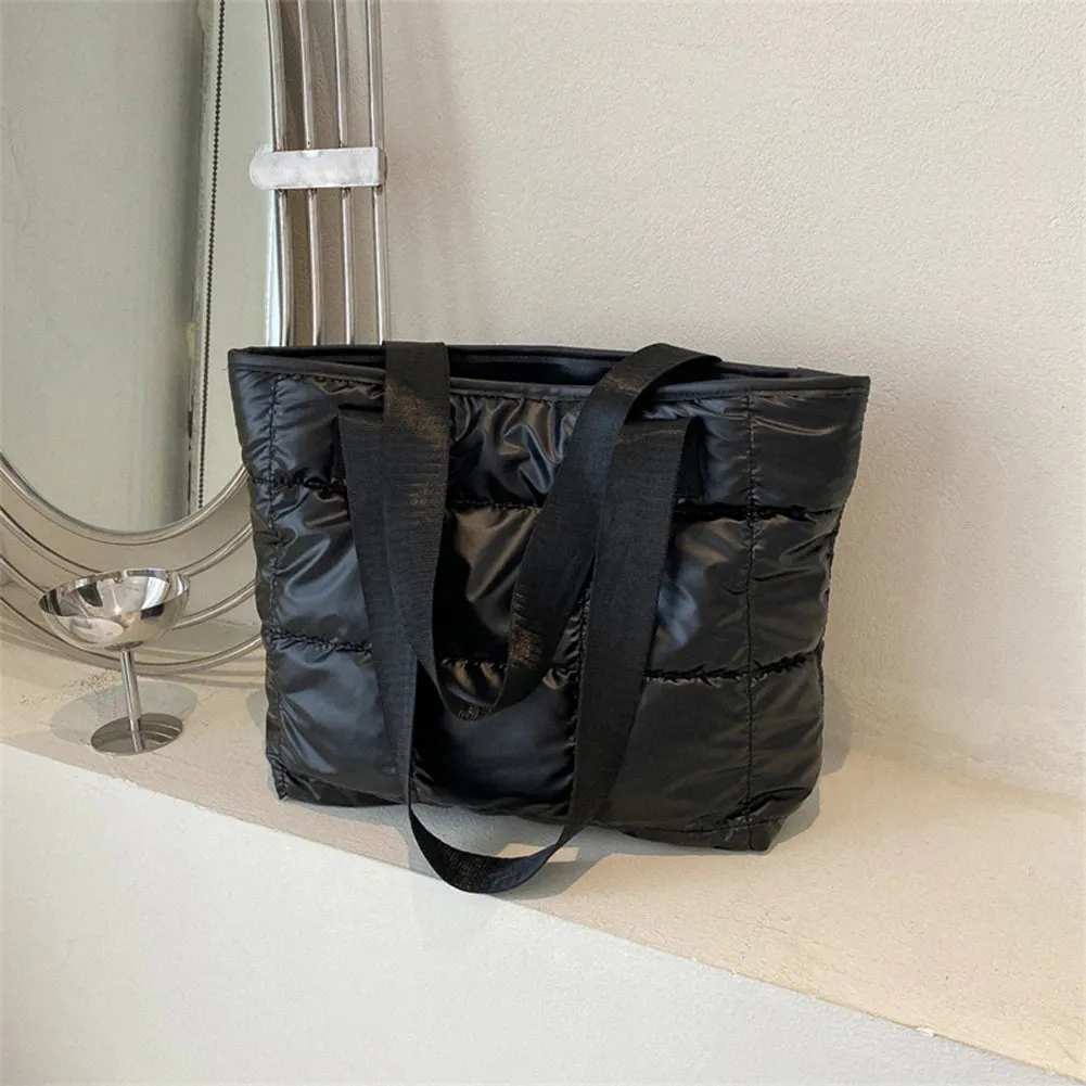 Large Capacity Quilted Fashion Women's Shoulder Tote Handbag Cotton Padded Top-handle Bags