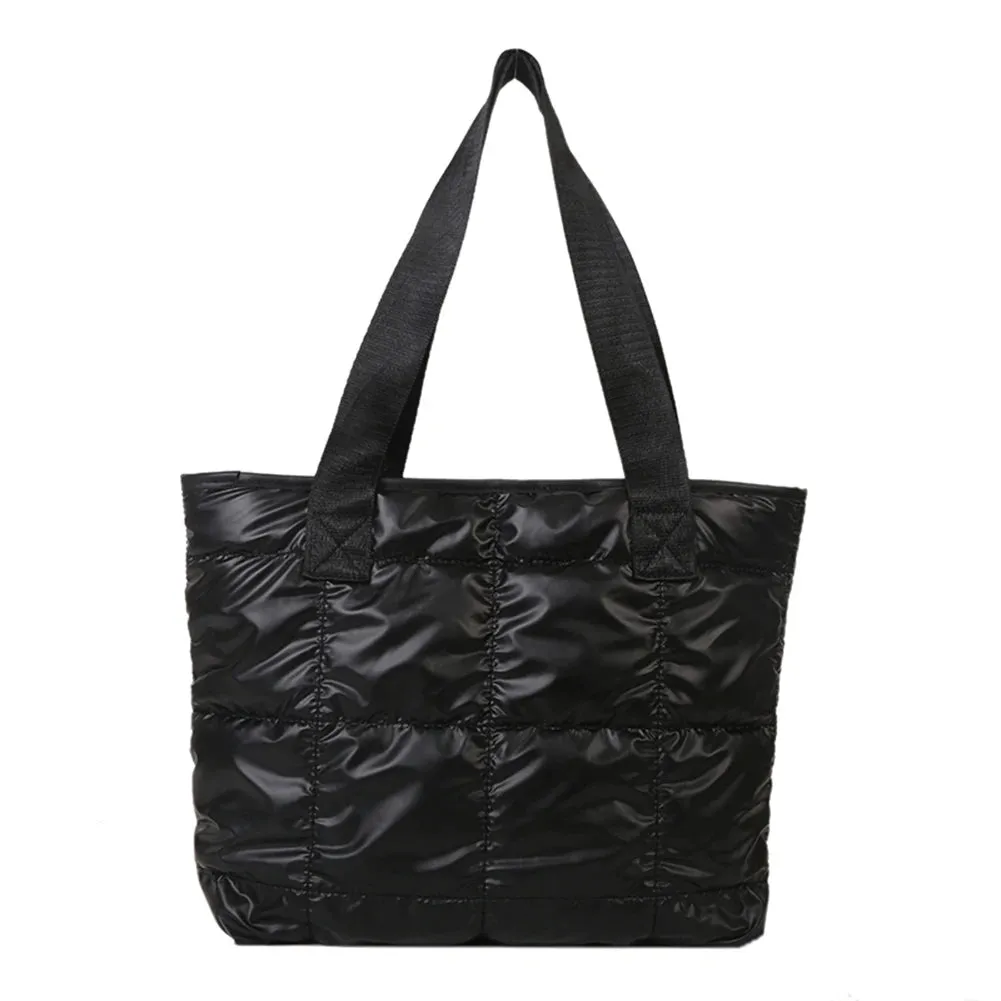 Large Capacity Quilted Fashion Women's Shoulder Tote Handbag Cotton Padded Top-handle Bags