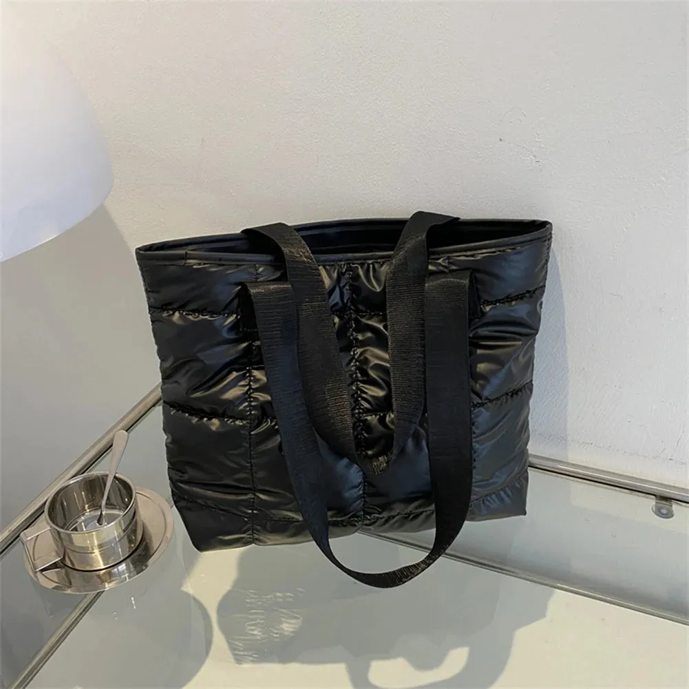 Large Capacity Quilted Fashion Women's Shoulder Tote Handbag Cotton Padded Top-handle Bags