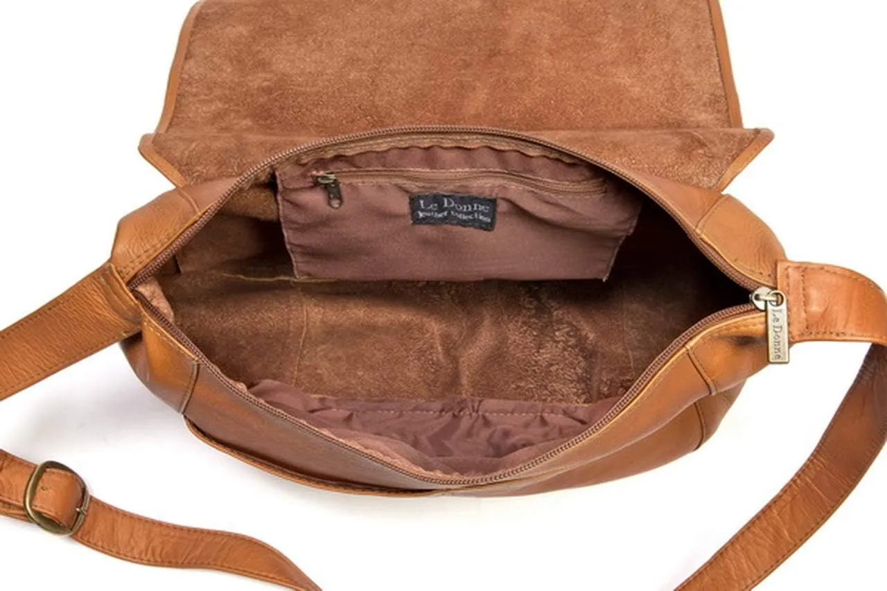 Le Donne Leather Full Flap Shoulder Bag - Colombian Vaquetta Leather Bag, 13.5