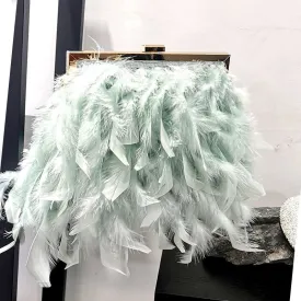 Luxy Moon Feather Handbag Women's Evening Clutch Bag White Pearl Chain Shoulder Bag Luxury Women Bags Design Party Purse ZD1647