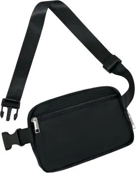 Mini Fanny Pack Black Belt Bag for Women and Men, Cross Body Fanny Pack with Adjustable Strap, Waterproof Small Fanny Packs for Workout, Running, Traveling Hiking