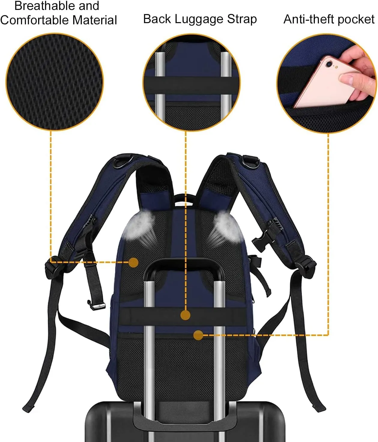 MOSISO Camera Backpack, DSLR/SLR/Mirrorless Photography Camera Bag 15-16 inch Waterproof Hardshell Case with Tripod Holder&Laptop Compartment Compatible with Canon/Nikon/Sony, Navy Blue