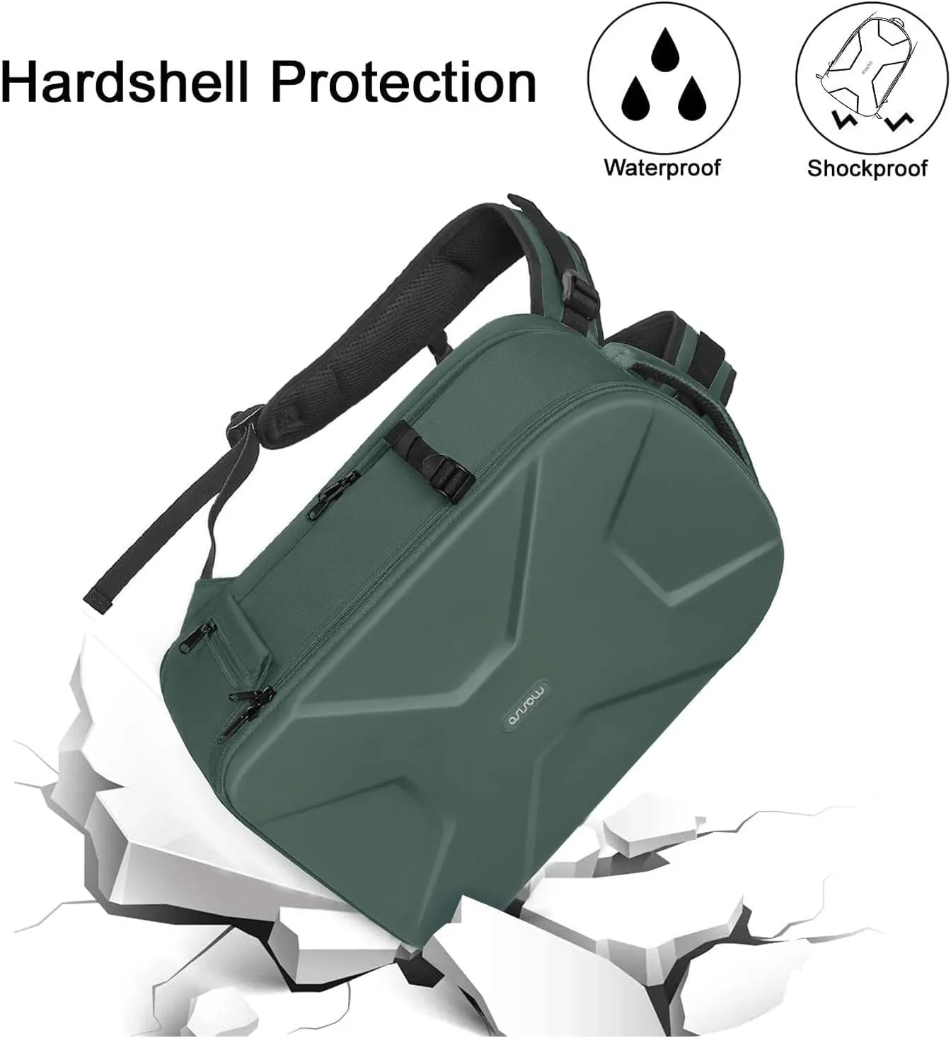 MOSISO Camera Backpack,DSLR/SLR/Mirrorless Photography Camera Bag Full Open Waterproof Hardshell Bag with Insert&Tripod Holder&Laptop Compartment Compatible with Canon/Nikon/Sony, Emerald Green