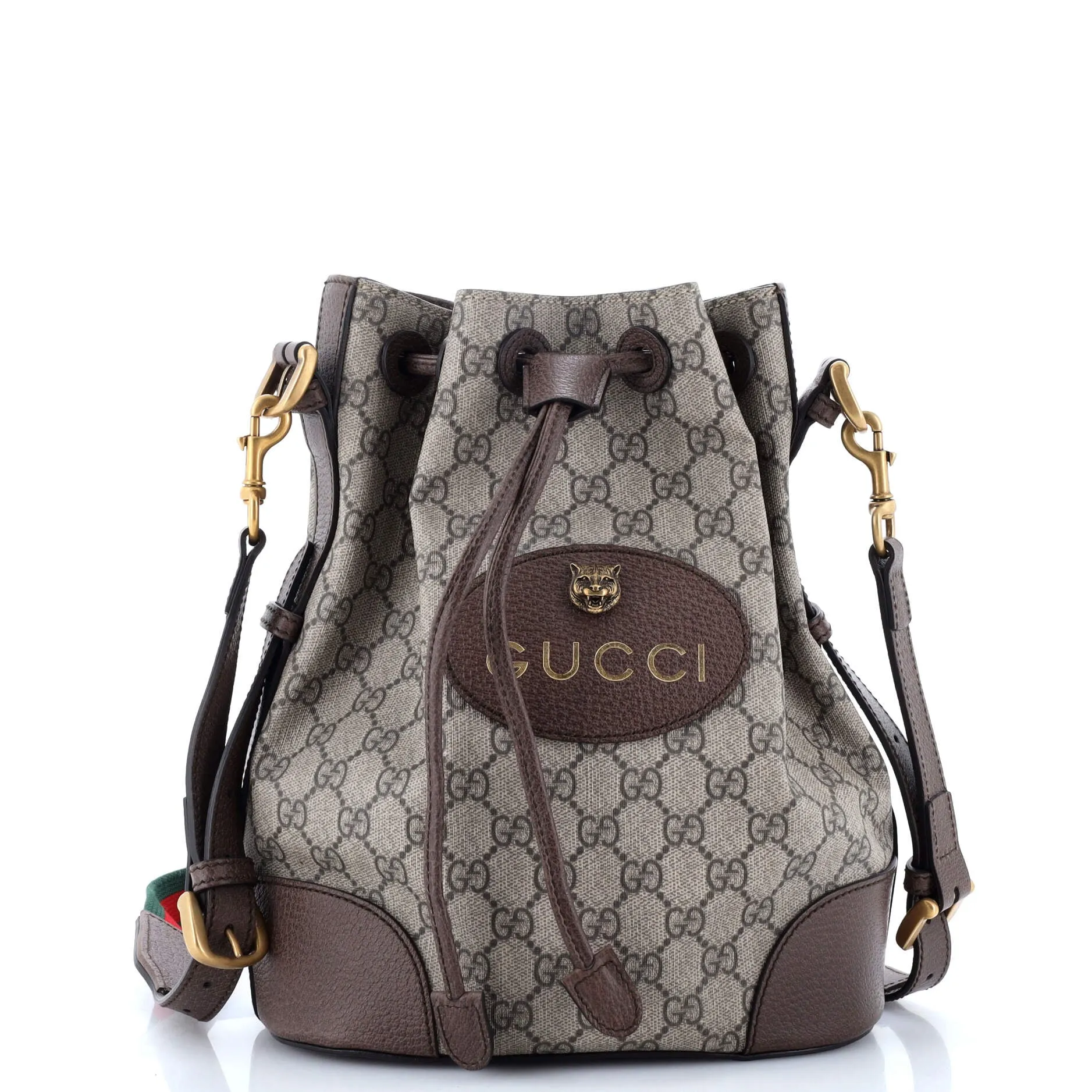 Neo Vintage Drawstring Bucket Backpack GG Coated Canvas Mini