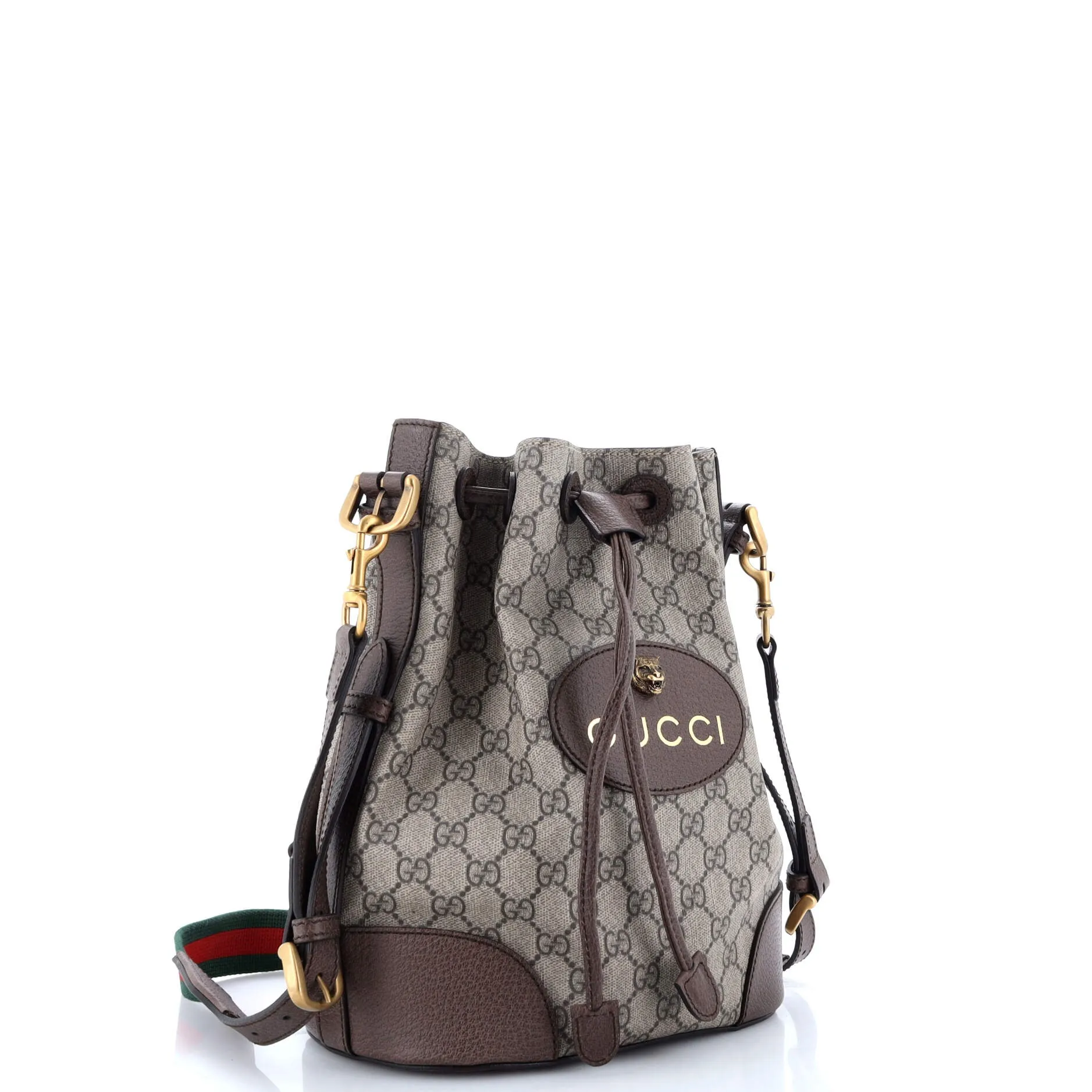 Neo Vintage Drawstring Bucket Backpack GG Coated Canvas Mini
