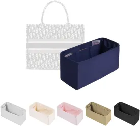 Organizer for Dior Book Tote Mini, Silky Satin Purse Insert with Multiple Pockets for Storage, Lightweight Shaper for Daily Use (Blue Nuit, Booktote Mini)