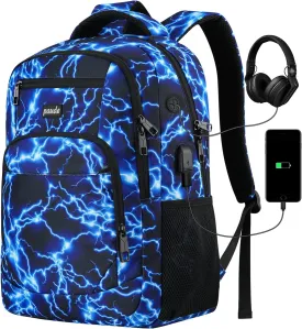 Paude Backpack for Men,15.6 Inch College Backpack School Bookbag for Teens,Laptop Bookbag with USB Port and Headphone Hole