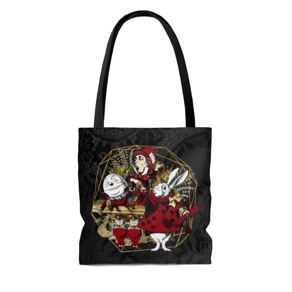 Premium Polyester Tote Bag - Alice in Wonderland Gifts #33 Red Series, Different Designs on Each Side | Aesthetic & Cute Tote Bag
