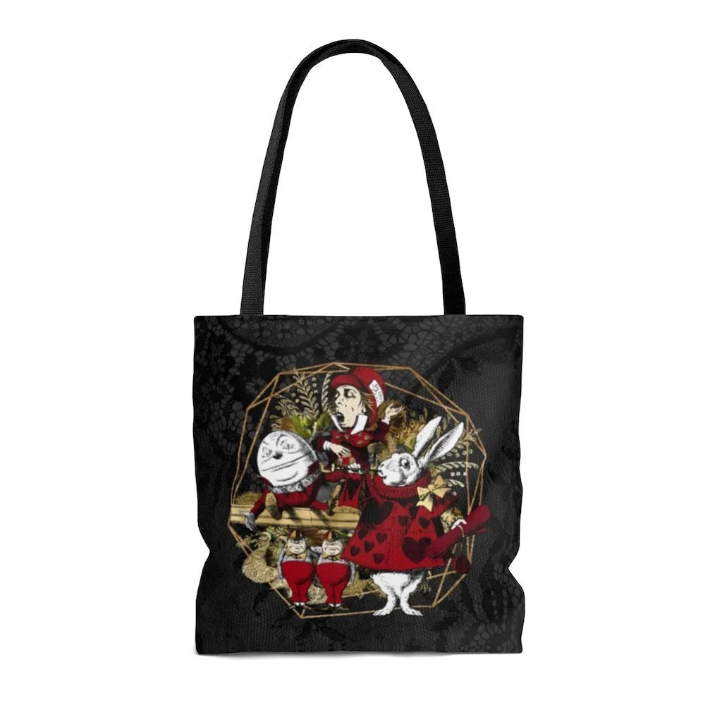 Premium Polyester Tote Bag - Alice in Wonderland Gifts #33 Red Series, Different Designs on Each Side | Aesthetic & Cute Tote Bag