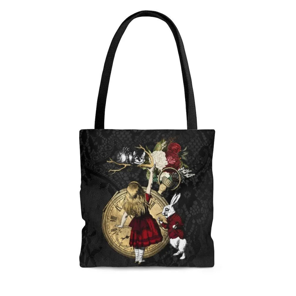 Premium Polyester Tote Bag - Alice in Wonderland Gifts #33 Red Series, Different Designs on Each Side | Aesthetic & Cute Tote Bag