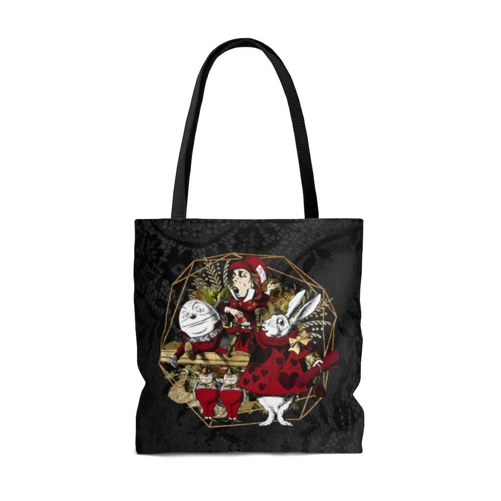 Premium Polyester Tote Bag - Alice in Wonderland Gifts #33 Red Series, Different Designs on Each Side | Aesthetic & Cute Tote Bag