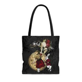 Premium Polyester Tote Bag - Alice in Wonderland Gifts #33 Red Series, Different Designs on Each Side | Aesthetic & Cute Tote Bag