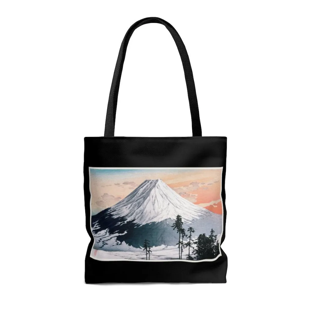 Premium Polyester Tote Bag - Vintage Art #303 Katsuyama Neighborhood by Hiroaki Takahashi | Artsy Tote Bag, Graphic Tote Bag, Aesthetic