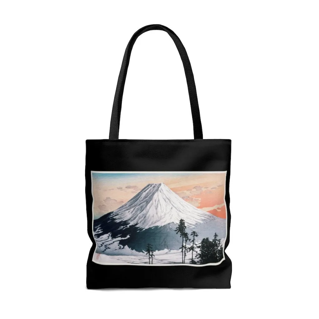 Premium Polyester Tote Bag - Vintage Art #303 Katsuyama Neighborhood by Hiroaki Takahashi | Artsy Tote Bag, Graphic Tote Bag, Aesthetic
