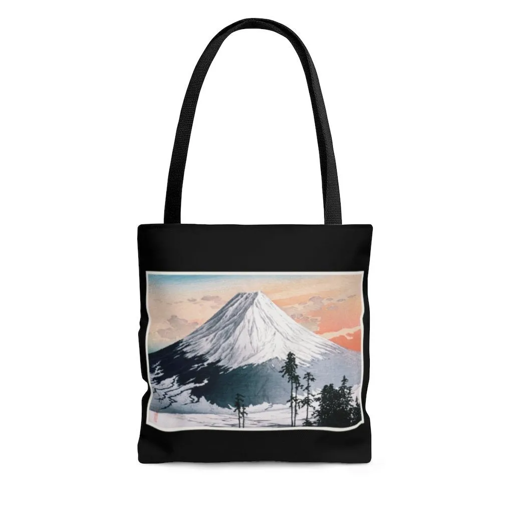 Premium Polyester Tote Bag - Vintage Art #303 Katsuyama Neighborhood by Hiroaki Takahashi | Artsy Tote Bag, Graphic Tote Bag, Aesthetic