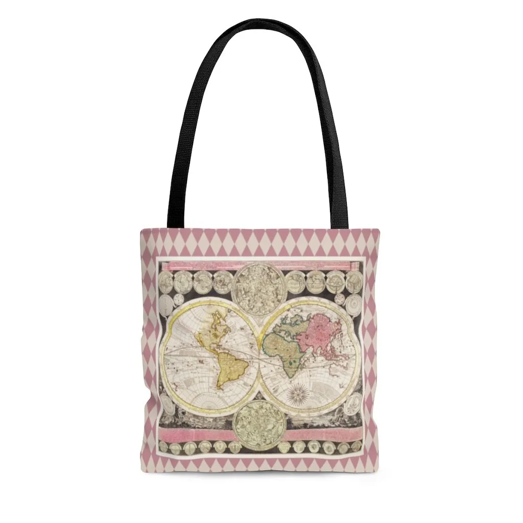 Premium Polyester Tote Bag - Vintage Art #502 Vintage World Map | Artsy Tote Bag, Graphic Tote Bag, Aesthetic Tote Bag, Birthday Gift Idea