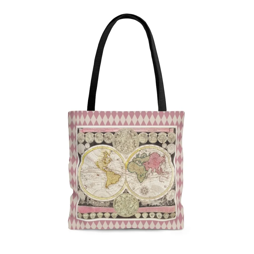 Premium Polyester Tote Bag - Vintage Art #502 Vintage World Map | Artsy Tote Bag, Graphic Tote Bag, Aesthetic Tote Bag, Birthday Gift Idea