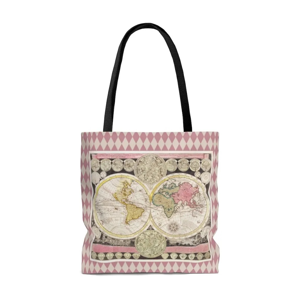 Premium Polyester Tote Bag - Vintage Art #502 Vintage World Map | Artsy Tote Bag, Graphic Tote Bag, Aesthetic Tote Bag, Birthday Gift Idea