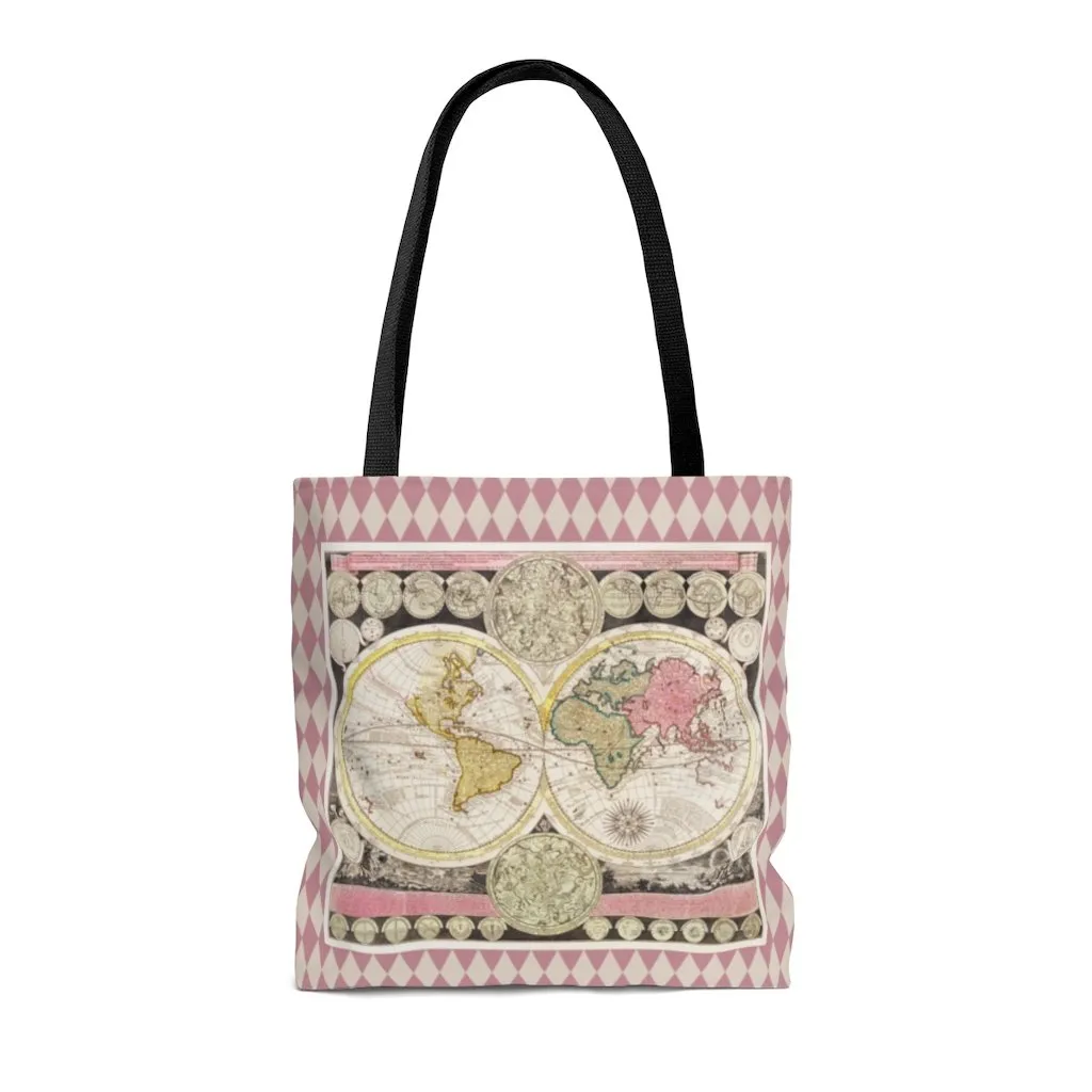 Premium Polyester Tote Bag - Vintage Art #502 Vintage World Map | Artsy Tote Bag, Graphic Tote Bag, Aesthetic Tote Bag, Birthday Gift Idea