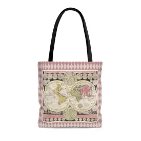 Premium Polyester Tote Bag - Vintage Art #502 Vintage World Map | Artsy Tote Bag, Graphic Tote Bag, Aesthetic Tote Bag, Birthday Gift Idea
