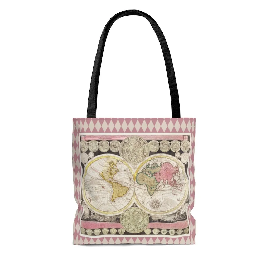Premium Polyester Tote Bag - Vintage Art #502 Vintage World Map | Artsy Tote Bag, Graphic Tote Bag, Aesthetic Tote Bag, Birthday Gift Idea