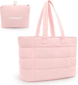 Puffer Bag for Women, Quilted travel Puffy Tote Bag fit for 15.6 inches laptop, nylon work Bag for nurse,College,teacher