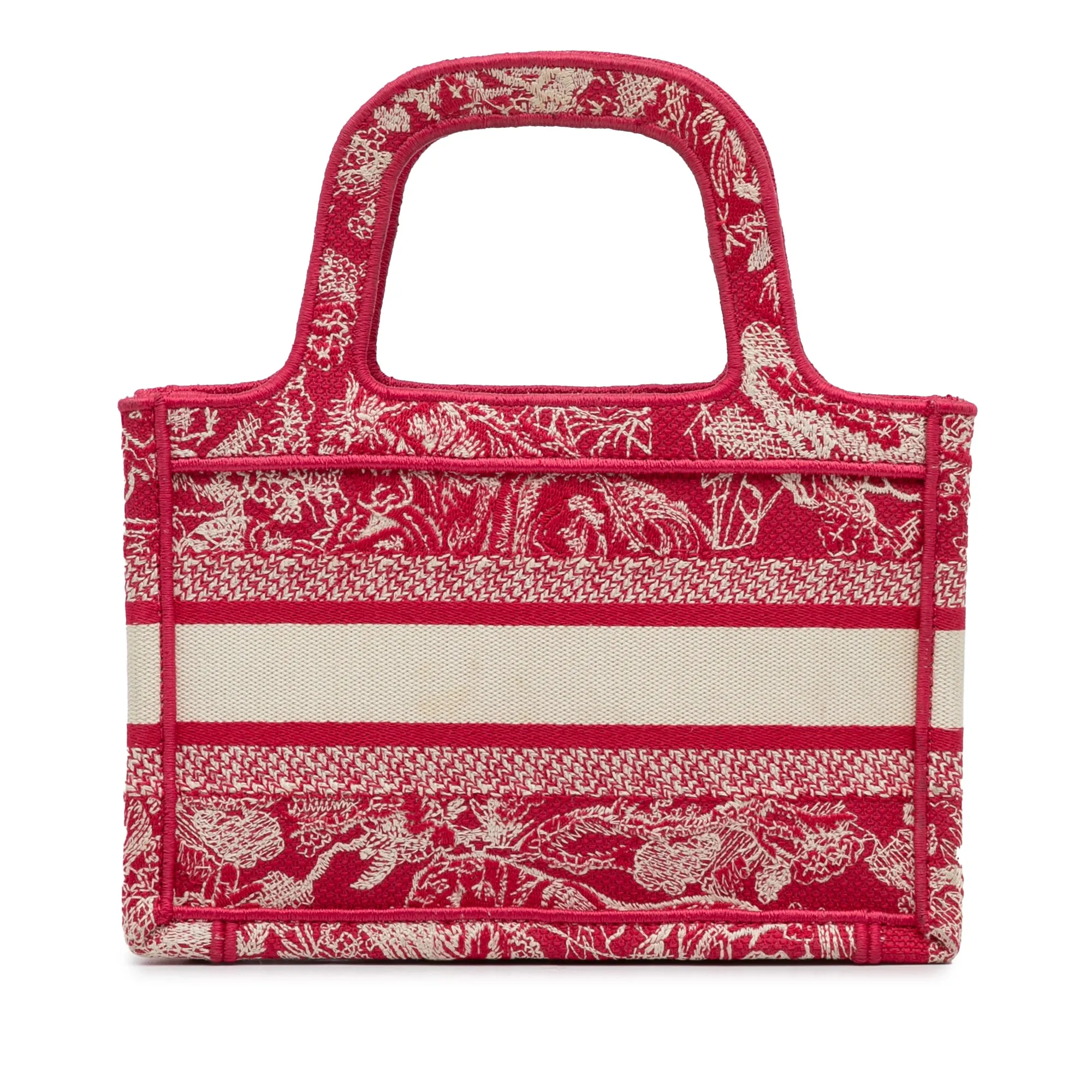 Red Dior Mini Embroidered Book Tote
