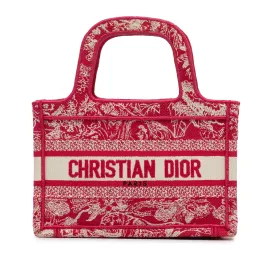 Red Dior Mini Embroidered Book Tote