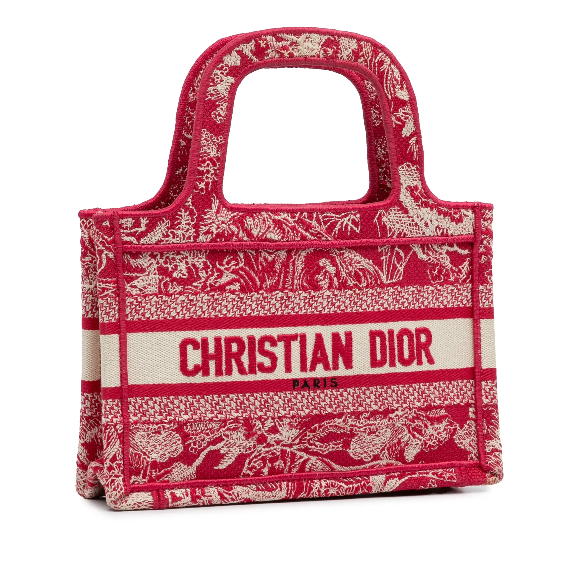 Red Dior Mini Embroidered Book Tote