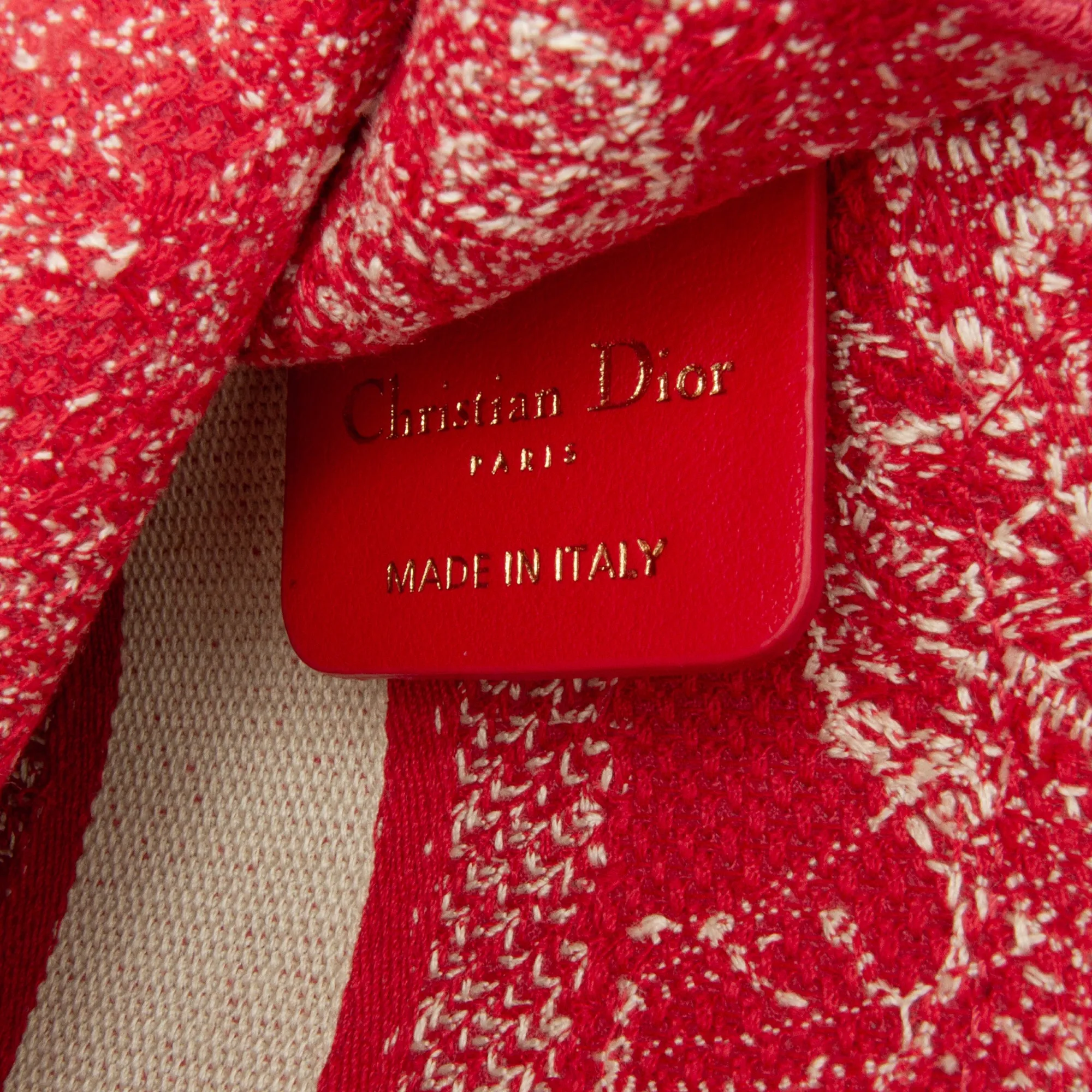 Red Dior Mini Embroidered Book Tote
