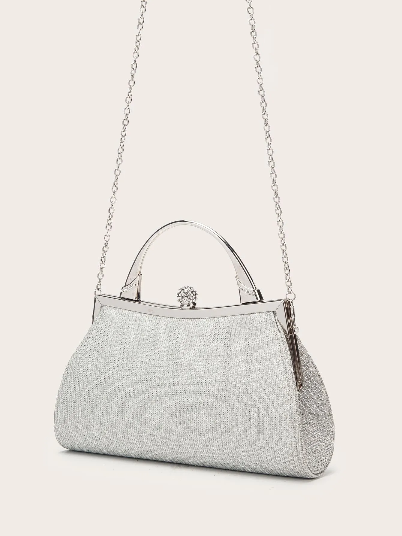 Rhinestone Decor Chain Clutch Bag