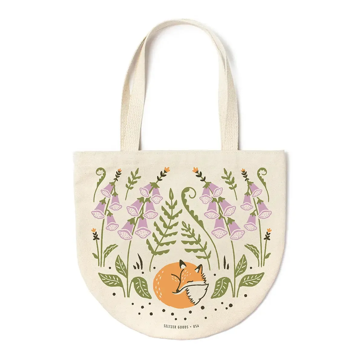 Round Canvas Tote - Foxy Foxglove
