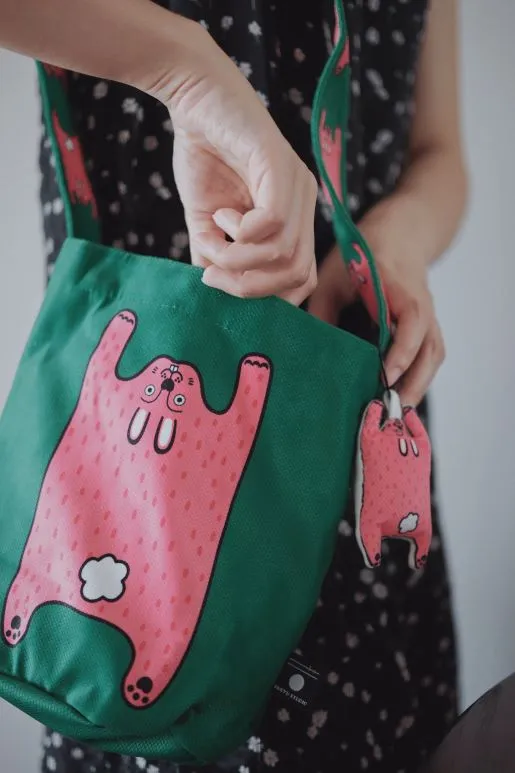 Ruoyu Studio Rabbit-Casual Crossbody Round Bucket Cloth Bag