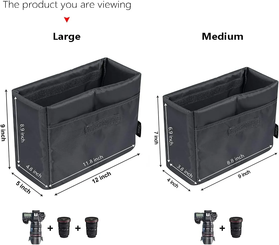 S-ZONE Waterproof Shockproof Foldable Camera Insert Bag Lens Cases Canon Nikon
