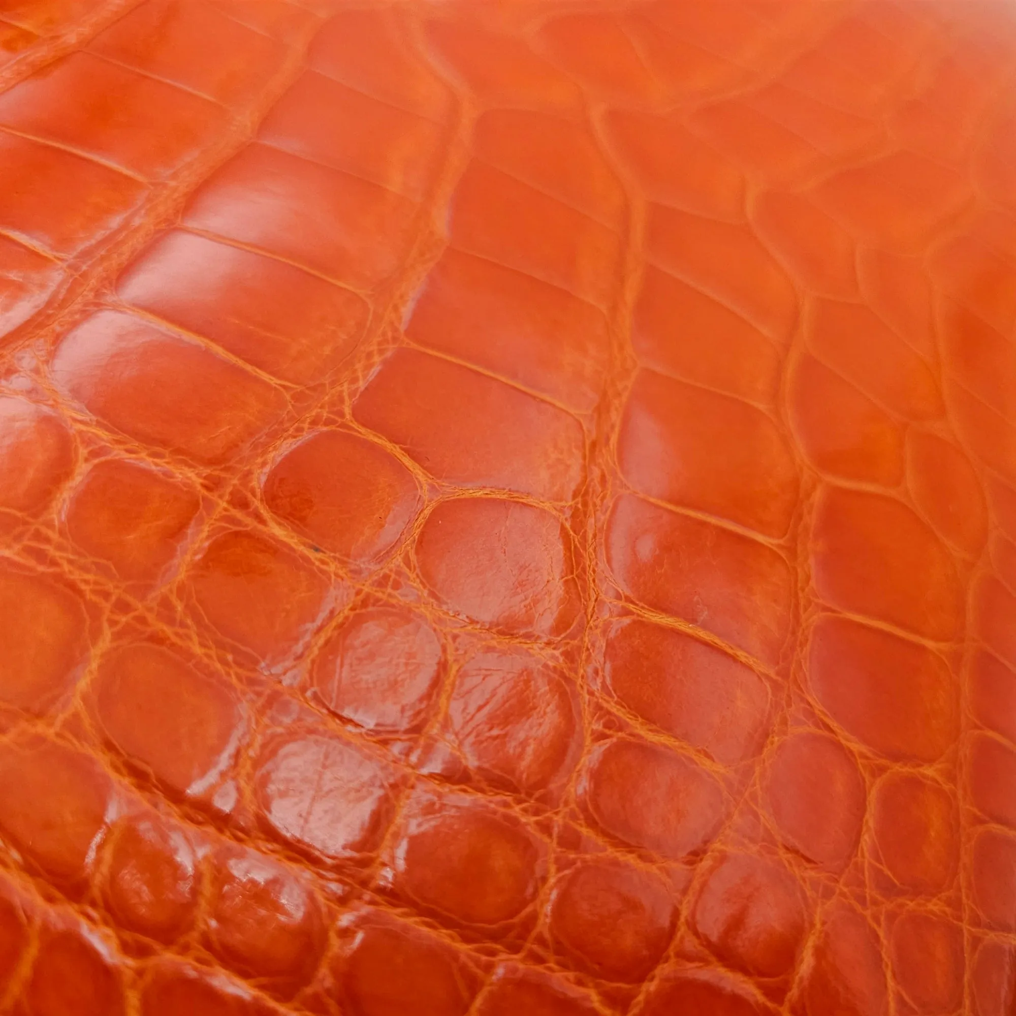Sellier Kelly 28 Orange in Shiny Alligator, Gold hardware