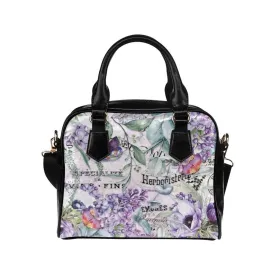 Shoulder Handbag-Vintage Purple Flowers, Vegan Leather, Shoulder Bags for Women, Over the Shoulder Bag
