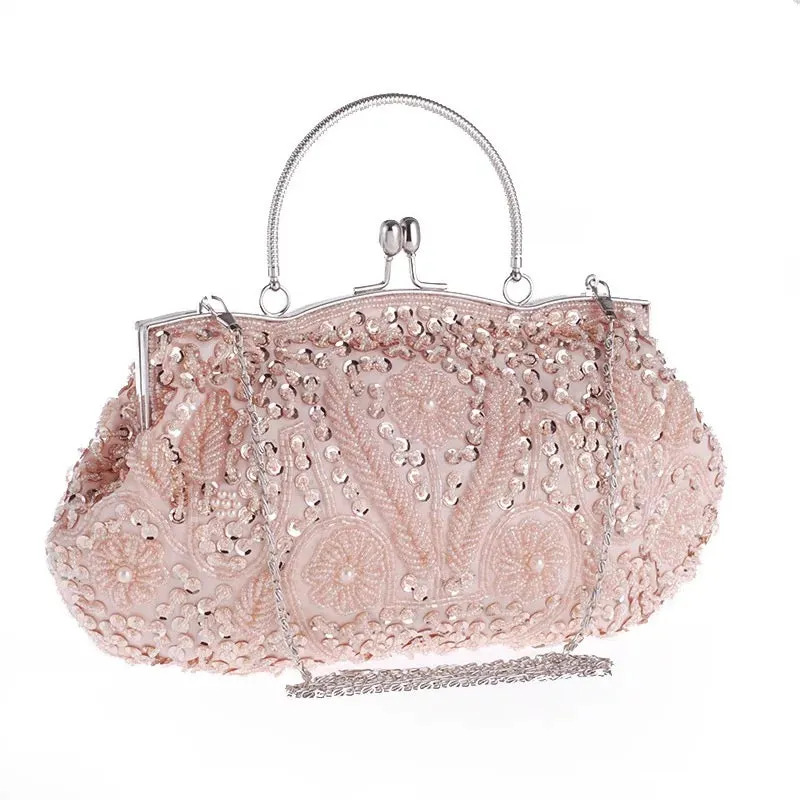 Silver Beaded Evening Clutch