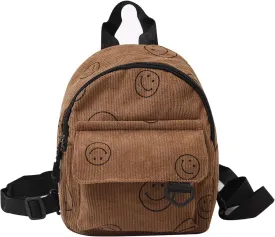 Small Backpack Purse Cute Mini Corduroy Bookbag Toddler Backpack School Bags for Women Girls Boys Teens Kids (brown)