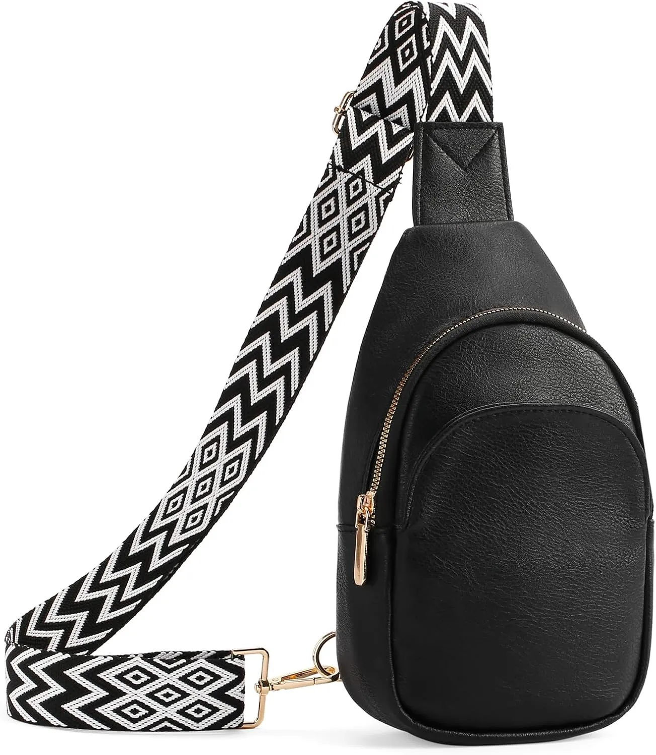 Small Sling Bag for Women Leather Crossbody Fanny Pack Chest Bag Purse with Guitar Strap